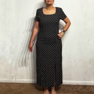 Worthington Black Polka Dot Midi Dress Sz 14